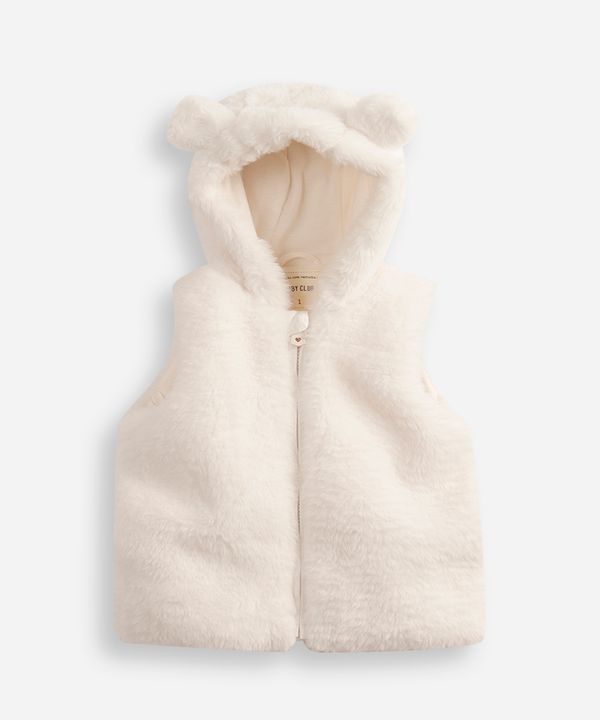 colete infantil de pelúcia com capuz off white 4