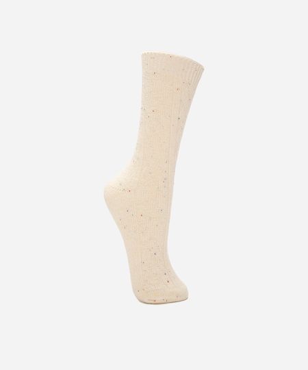 meia feminina de tricot cano longo - off white 34-39