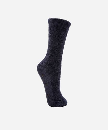 meia feminina de chenille cano alto com antiderrapante azul 34-39 meia feminina de chenille cano alto com antiderrapante azul 34-39