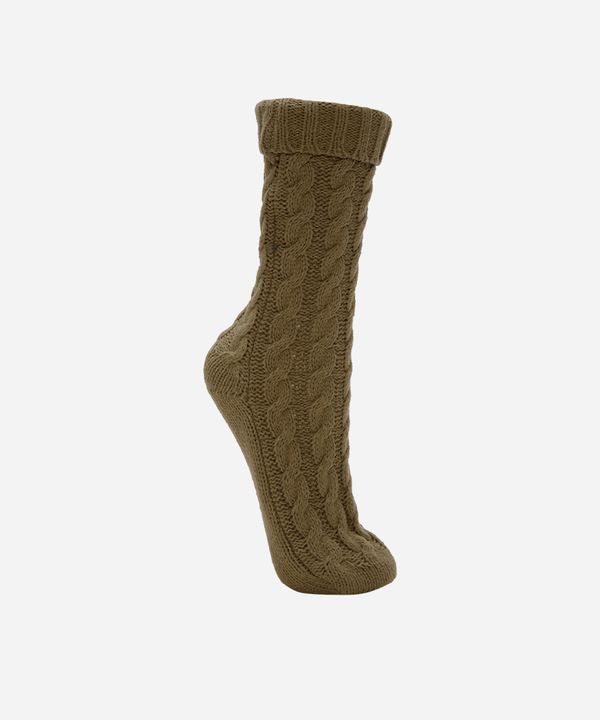 meia feminina de tricot cano longo texturizada verde 34-39