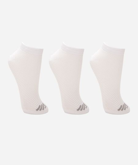 kit de 3 pares de meias respiráveis cano baixo ace branco 34-39