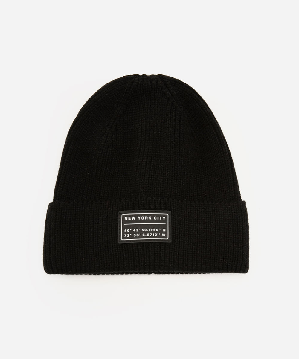 gorro infantil texturizado new york preto