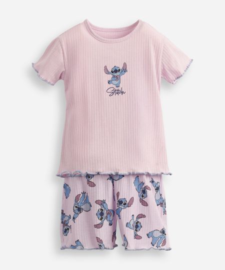 pijama curto infantil stitch lilás 6