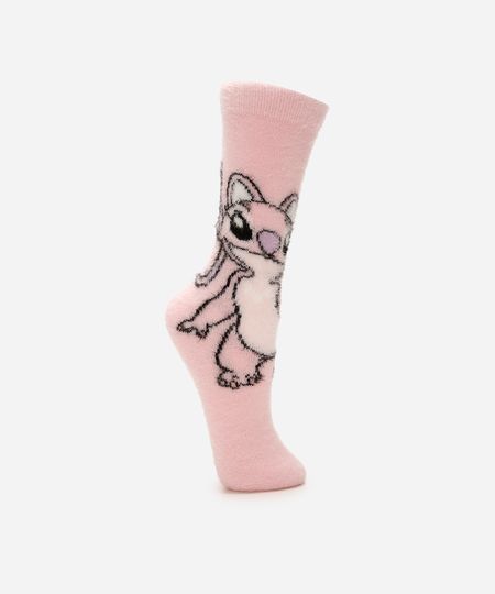 meia feminina de tricot cano longo angel rosa 34-39 meia feminina de tricot cano longo angel rosa 34-39