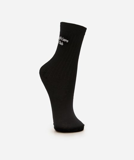 meia feminina cano longo self care club preta 34-39 meia feminina cano longo self care club preta 34-39