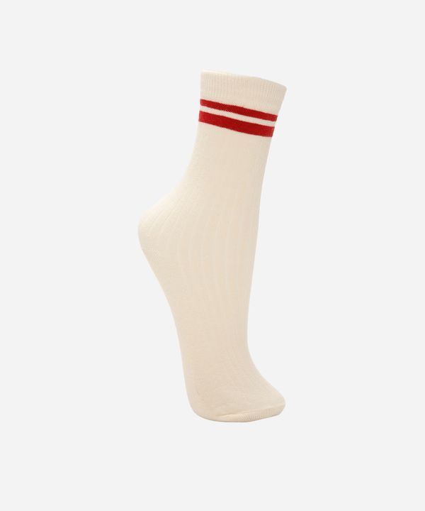 meia feminina cano longo listrada - off white 34-39