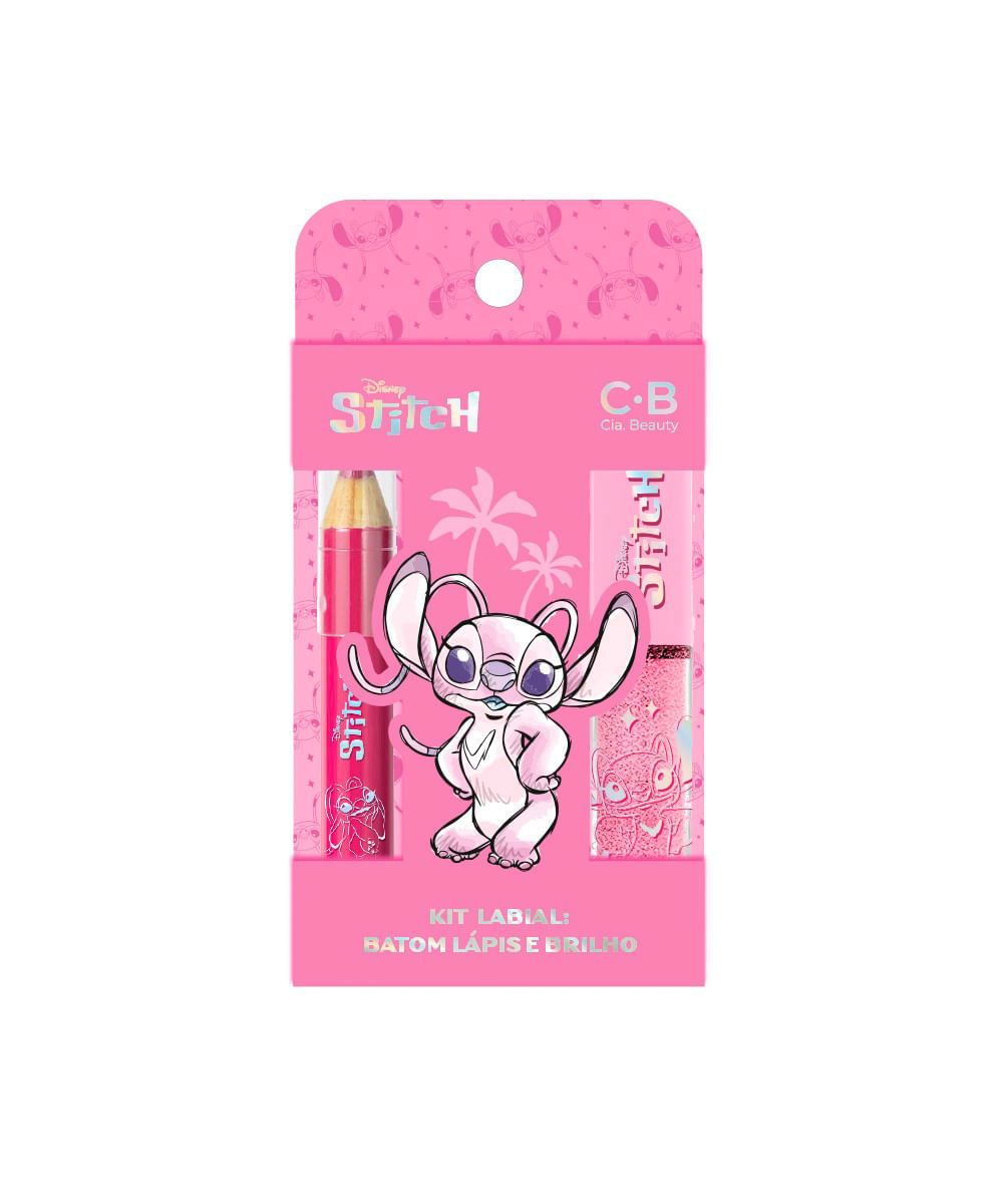 kit lápis labial e gloss angel rosa
