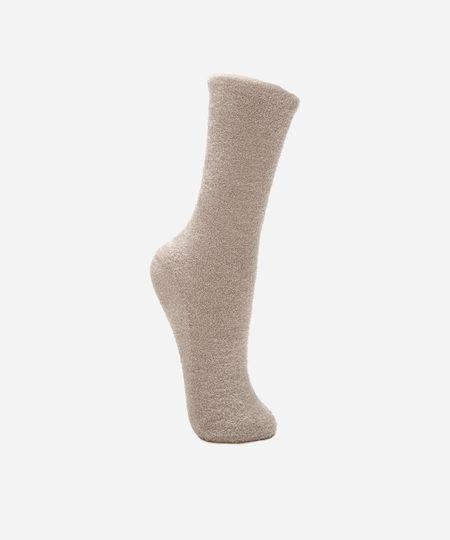 meia feminina de chenille cano alto com antiderrapante cinza 34-39 meia feminina de chenille cano alto com antiderrapante cinza 34-39