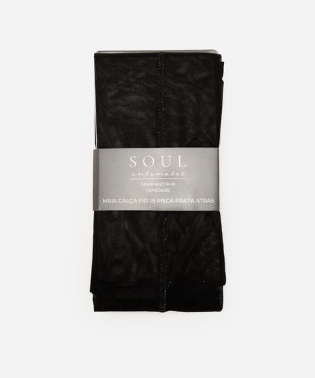 meia calça feminina fio 15 lurex preta P-M