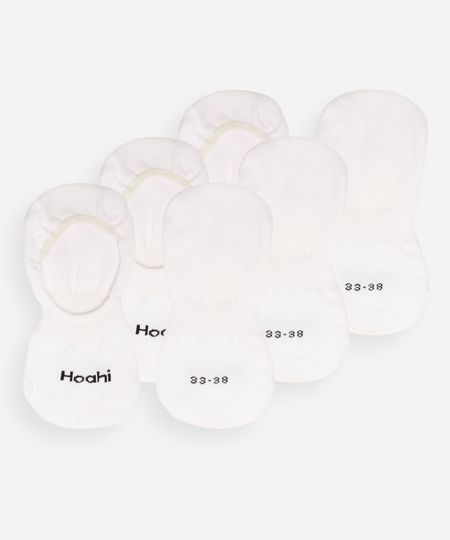 kit de 3 pares de meias femininas invisíveis branco 33-38 kit de 3 pares de meias femininas invisíveis branco 33-38