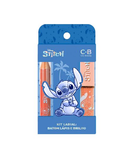 kit lápis labial e gloss stitch bege UNICO