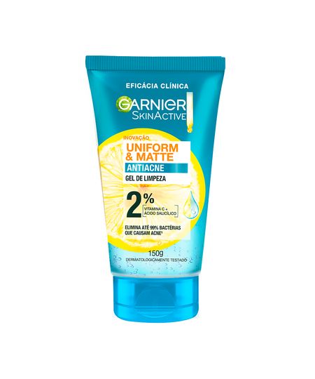 gel de limpeza garnier uniform & matte antiacne 150g 150 ML