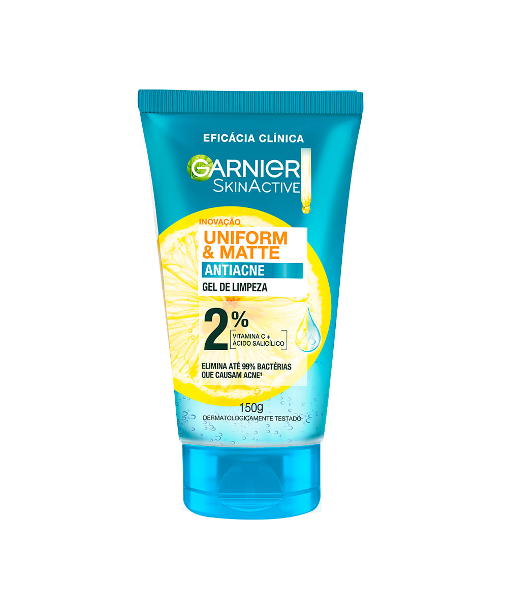 gel de limpeza garnier uniform & matte antiacne 150g gel de limpeza garnier uniform & matte antiacne 150g
