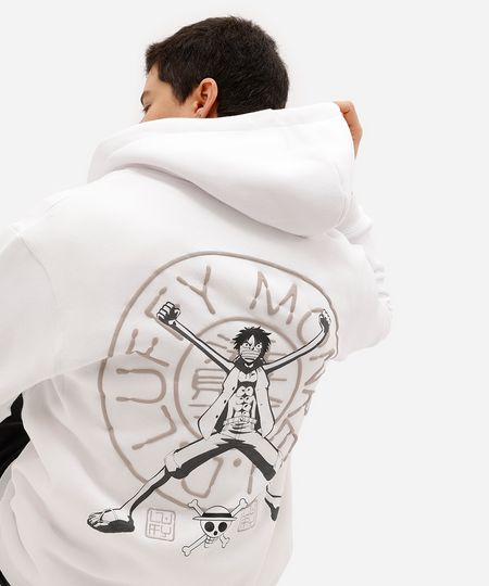 blusão masculino de moletom felpado com capuz one piece off white M