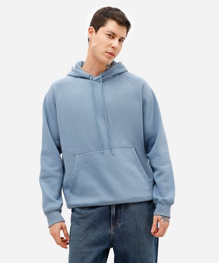 blusão básico masculino de moletom com capuz azul G