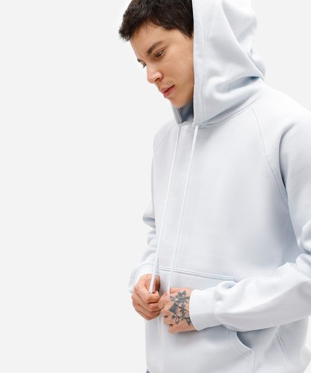 blusão básico masculino de moletom com capuz azul M
