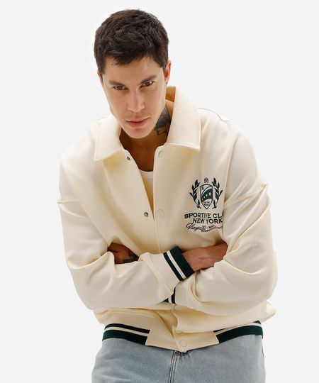 jaqueta bomber masculina com bordado off white PP