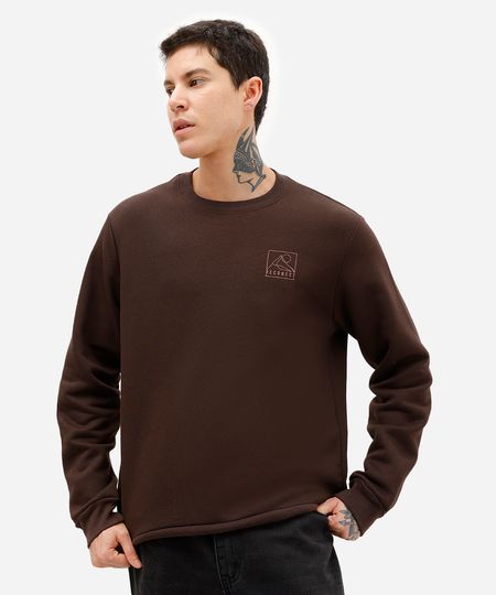 blusão masculino de moletom felpado reconect marrom M blusão masculino de moletom felpado reconect marrom M