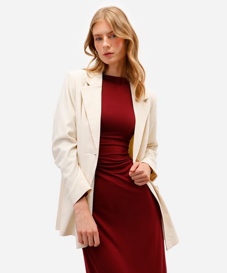 blazer de alfaiataria feminino oversized bege GG blazer de alfaiataria feminino oversized bege GG