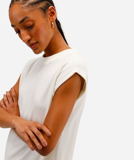 regata muscle feminina de algodão peruano off white P