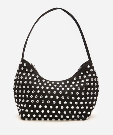 bolsa shoulder feminina strass suede preto UNICO bolsa shoulder feminina strass suede preto UNICO