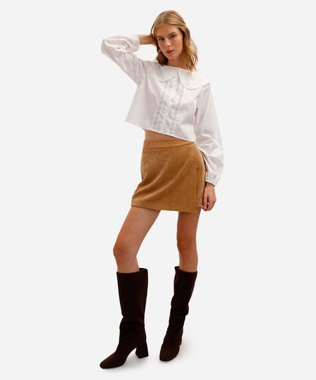 short saia feminino de veludo cotelê marrom 36 short saia feminino de veludo cotelê marrom 36