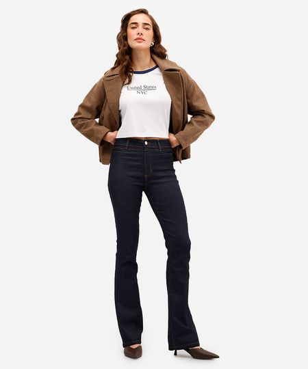 calça flare feminina jeans sawary azul 36 calça flare feminina jeans sawary azul 36