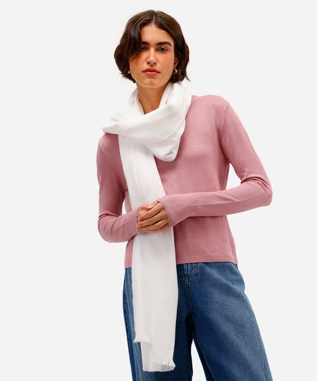 cachecol básico feminino texturizado off white UNICO