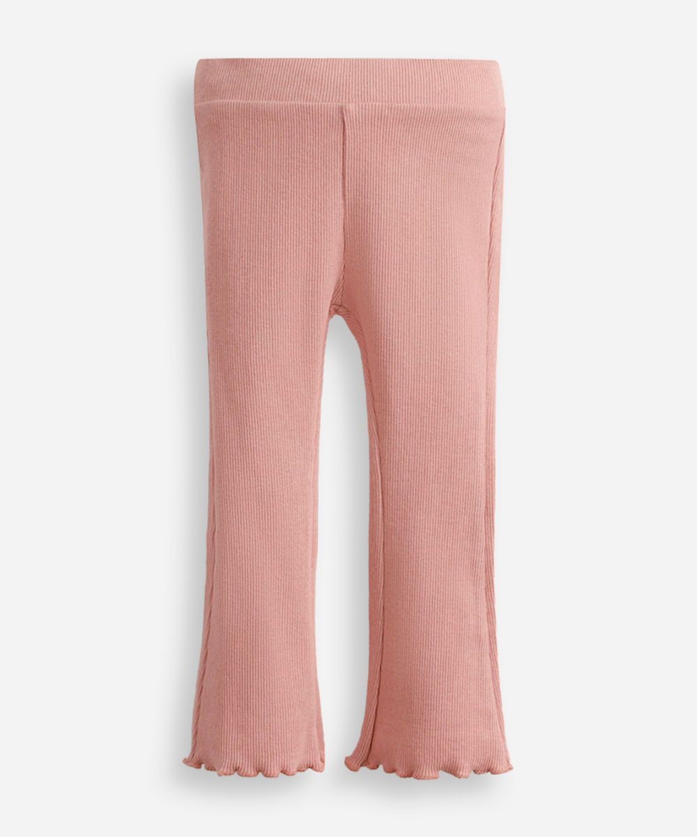 calça flare infantil com fru fru rosa