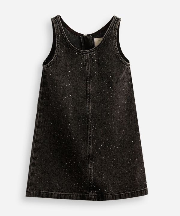 salopete jeans infantil com brilhos preto 10