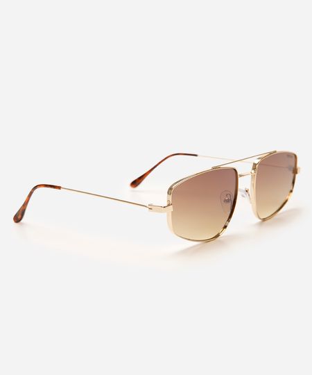óculos de sol oval triton unissex dourado UNICO