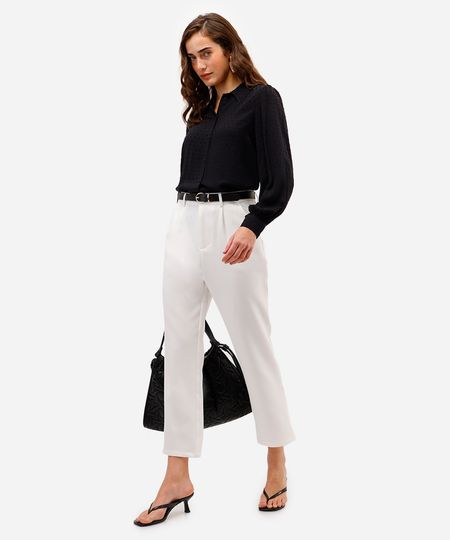 calça de alfaiataria feminina com cinto off white 40