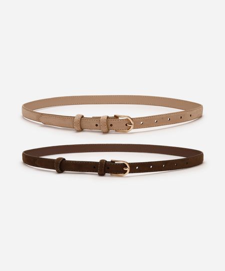 kit de 2 cintos femininos fivela suede colorido 85CM kit de 2 cintos femininos fivela suede colorido 85CM