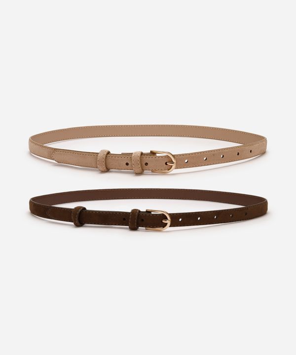 kit de 2 cintos femininos fivela suede colorido 105CM
