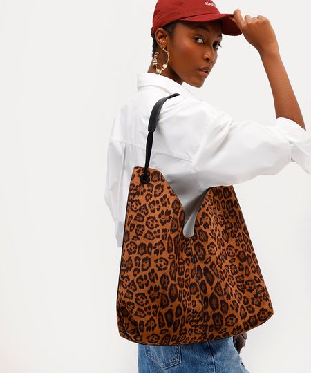 bolsa shoulder dupla face animal print babi louise colorida UNICO