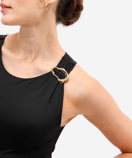 body feminino de poliamida com franzido preto PP body feminino de poliamida com franzido preto PP