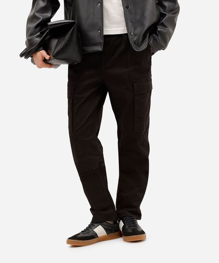 calça de sarja cargo wide preta 36 calça de sarja cargo wide preta 36