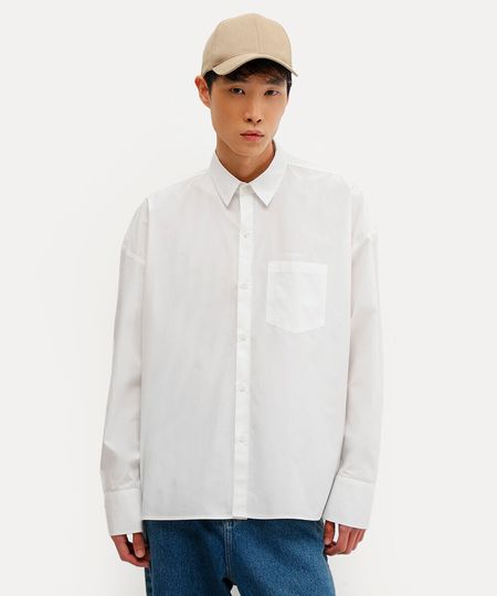 camisa oversized unissex de algodão babi louise branca P camisa oversized unissex de algodão babi louise branca P