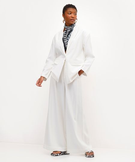 calça pantalona de alfaiataria feminina em viscose babi louise off white 44 calça pantalona de alfaiataria feminina em viscose babi louise off white 44