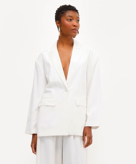 blazer oversized feminino de viscose babi louise off white PP blazer oversized feminino de viscose babi louise off white PP