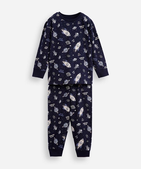 pijama longo infantil algodão galáxia azul 4