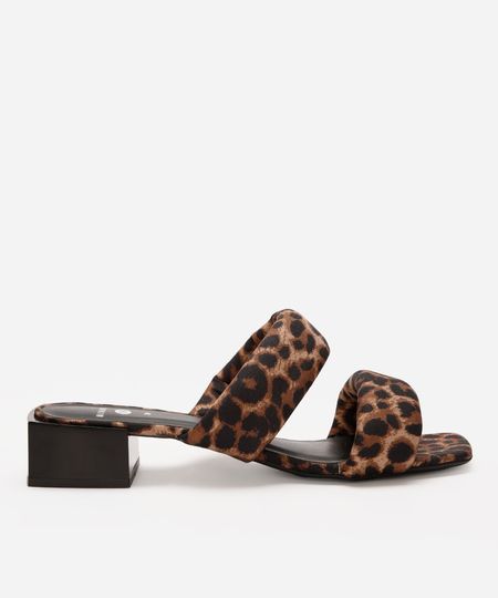 tamanco puffer animal print mindset bege 34