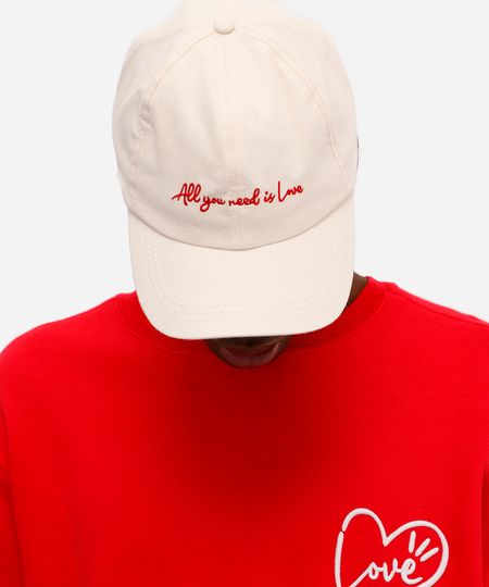 boné unissex aba curva all you need is love the beatles off white UNICO boné unissex aba curva all you need is love the beatles off white UNICO