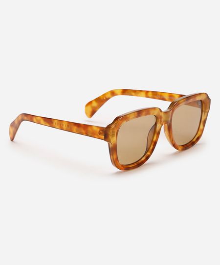 óculos de sol quadrado tartaruga mindset amarelo UNICO