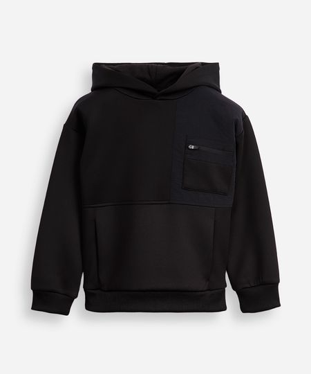 blusão infantil com capuz e bolso texturizado preto 4 blusão infantil com capuz e bolso texturizado preto 4