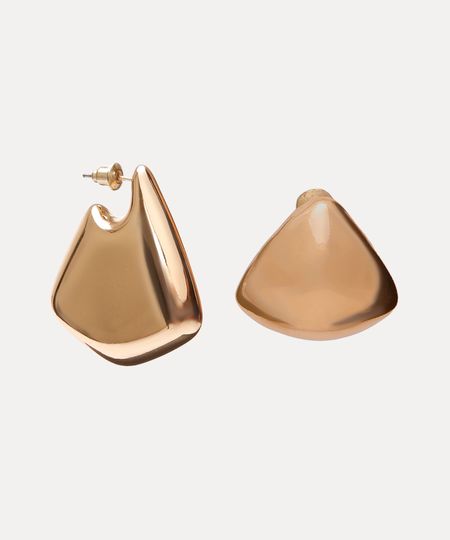 kit de 2 brincos femininos orgânicos assimétricos dourado UNICO