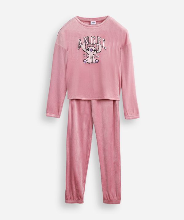 pijama longo infantil plush angel rosa 10