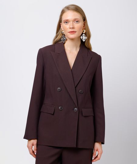blazer de alfaiataria feminino mindset marrom PP