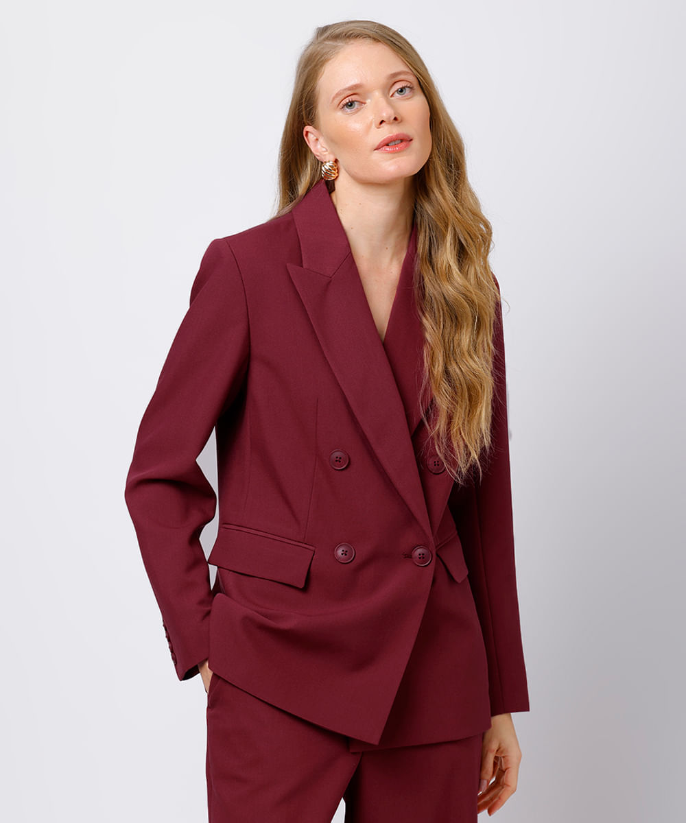 blazer de alfaiataria feminino mindset vinho
