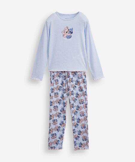 pijama longo infantil angel e stitch azul 6